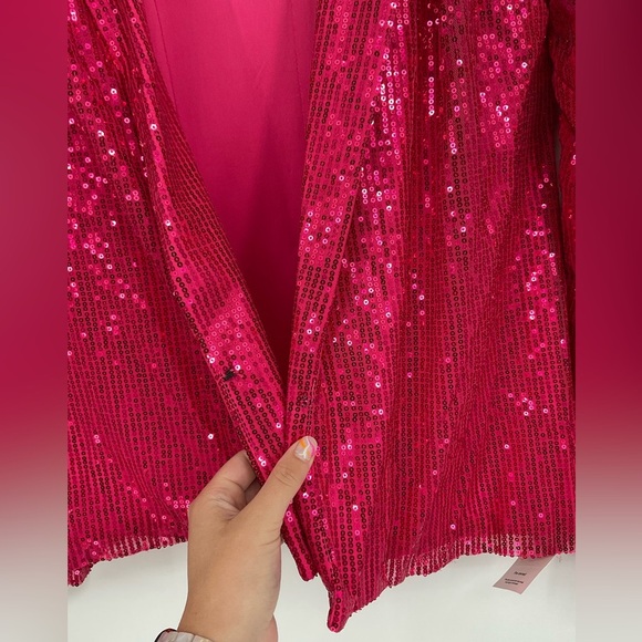 Amy Lynn Plunge Neck Sequin Blazer Size Large - Picture 9 of 14